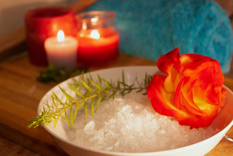 Bath salts and candlelight